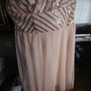 Beige gold sequinned bodice and tule bottom dress size L by g:21.